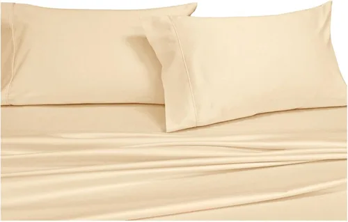 Vista 6 de Royal Hotel Bedding Sábanas de 3 piezas de algodón suave, juego de sábanas de 340 hilos, sábana de 100% algodón sólido, tejido satinado, bolsillo