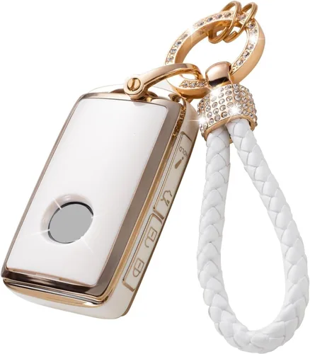 Vista 26 de Gematay Funda para llavero de Mercedes Benz con cordón, funda de TPU suave compatible con Mercedes Benz C E S M CLS CLK G Class Smart Key Holder