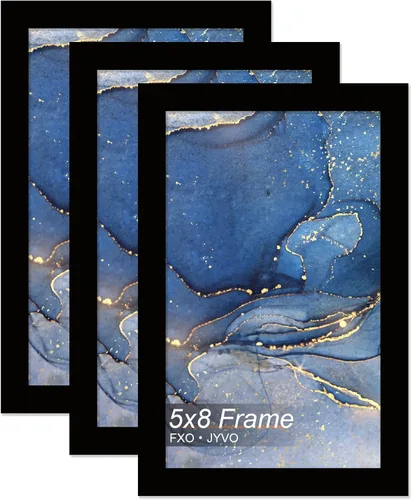 Vista 214 de Fxojyvo Marco de fotos de 5 x 8 pulgadas, marco negro para póster de fotos de 5 x 8 pulgadas, peso ligero y altamente transparente, marco de 5 x 8
