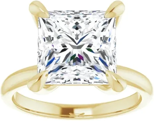 Vista 5 de Juego de anillos de compromiso hechos a mano de plata 925, 10 K14 K18 quilates de oro macizo de 4 quilates de corte princesa de moissanita
