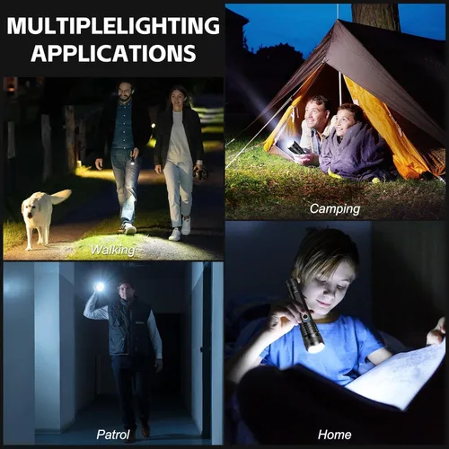 Vista 8 de Kmivo 3 Pack Rechargeable Flashlight High Lumens, 990,000 Lumens Bright LED Flashlights with Adjustable Focus, 5 Modes, IPX7 Waterproof Powerful