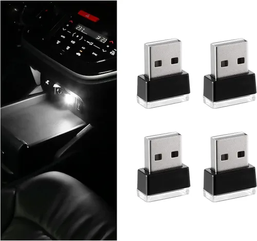 Vista 25 de 4 PCS Lámpara de Atmósfera Interior de Coche LED USB, Mini Luz Nocturna LED Portátil, Kit de Iluminación Ambiental de Maletero con Interfaz USB