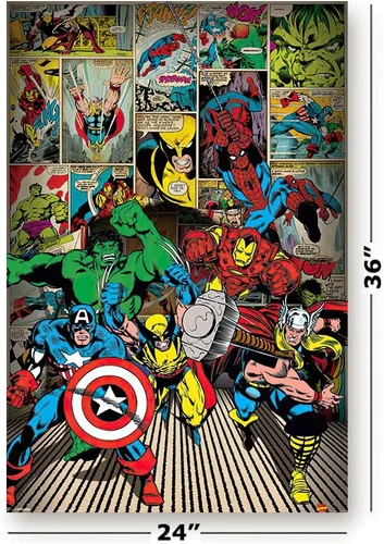 Vista 2 de Pyramid International Póster de cómic de Marvel Comics Here Come The Heroes de 24 x 36 pulgadas