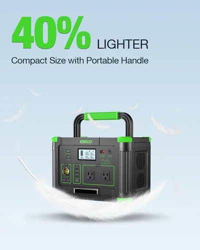 Vista 3 de Estación de energía portátil 500W con el panel solar 100W, generador solar Negro y Verde