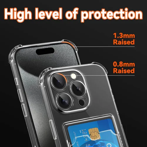 Vista 3 de Funda compatible con iPhone 13 con tarjetero, funda tipo cartera, transparente, delgada, suave, protectora a prueba de golpes, antiarañazos, funda