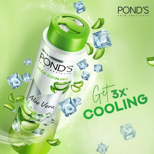 Vista 4 de Pond's Polvo de enfriamiento con bondad de Aloe Enfriamiento instantáneo Enfriamiento 3X Alivio fresco helado 3.53 oz