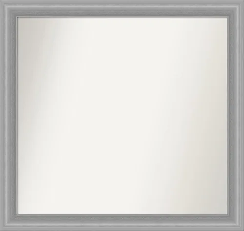 Vista 554 de Amanti Art Espejo de baño plateado para sobre el fregadero, 24 x 24 pulgadas, espejo cuadrado de peltre forjado a medida, marco de madera casual
