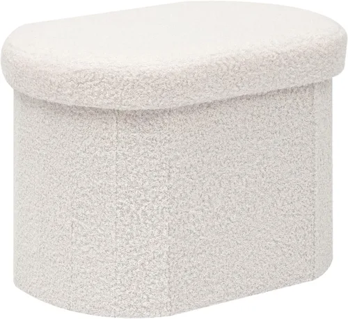 Vista 15 de B FSOBEIIALEO Otomana de Almacenamiento para Dormitorio, Reposapiés Otomano Plegable de Almacenamiento Boucle, Cubo Otomano Plegable Pequeño de Beige