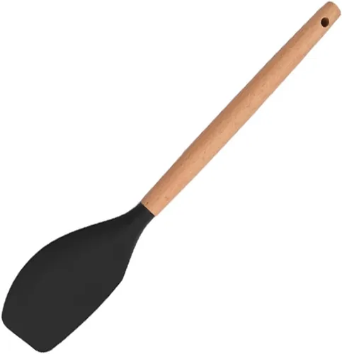 Vista 15 de 1 cucharón de silicona negra para sopa profunda, resistente al calor, cuchara de goma antiadherente grande con mango de madera para cocinar 1