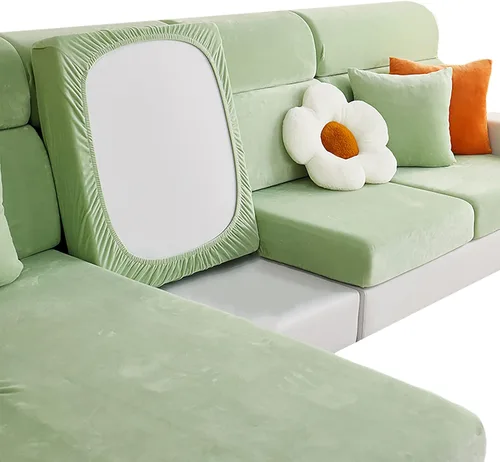 Vista 12 de Fundas de cojín de terciopelo para sofá, funda de cojín de alta elasticidad universal para sofá de 4/3/2/1 plazas, protector de muebles Beige