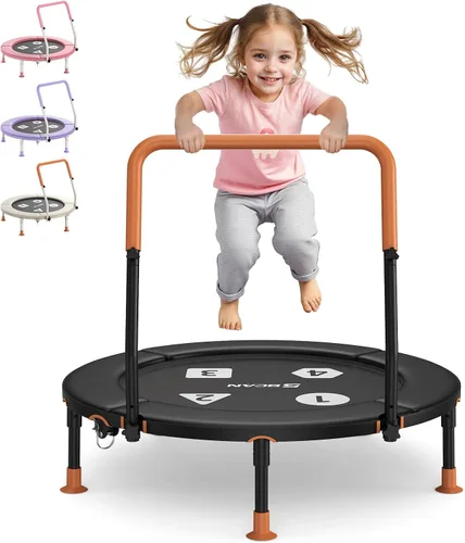 Vista 8 de BCAN BT1 36'' Toddler Trampoline, ASTM Certified-Foldable Mini Trampolines for Kids Ages 1-6, Adjustable Handle, Safety Pad & Foldable Legs, Baby