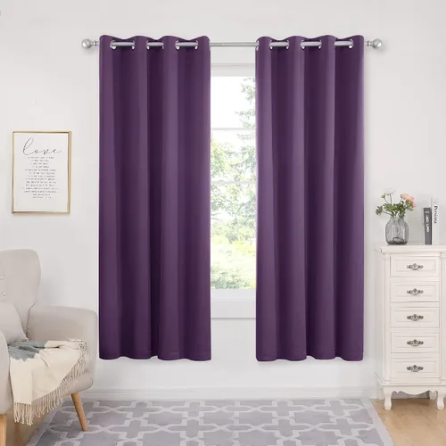 Vista 133 de Deconovo Cortinas opacas 100% con forro negro, cortinas con ojales aisladas térmicamente que reducen el ruido, doble capa para oscurecer