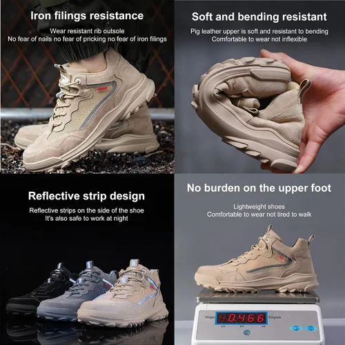 Vista 6 de Zapatos de trabajo de seguridad para hombres, zapatos de trabajo indestructibles, transpirables y ligeros, zapatos de seguridad a prueba