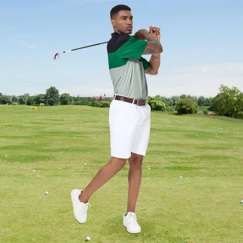 Vista 6 de Polo de golf para hombre grande y alto, ajuste seco, manga corta, impresión, rendimiento que absorbe la humedad, deportivo, casual, polo M-7XL
