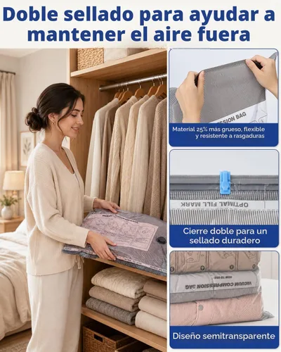 Vista 6 de Fantictas Bolsas de almacenamiento al vacío para viajes, paquete de 18
