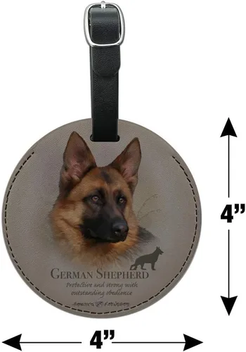 Vista 6 de Tarjeta de identificación redonda de piel con diseño de perro pastor alemán