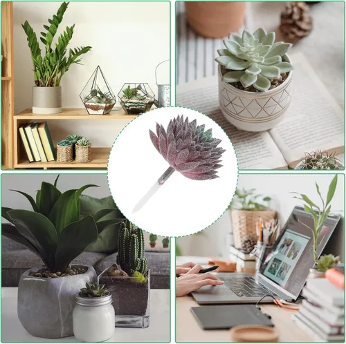 Vista 5 de PATIKIL Púas de suculentas artificiales, paquete de 2 plantas suculentas falsas sin maceta, pequeñas plantas suculentas falsas para decoración