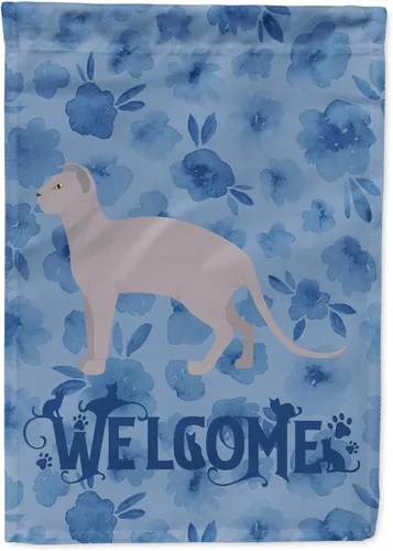 Vista 171 de Caroline's Treasures CK4813CHF - Bandera de bienvenida con gato abisinio azul, manga grande, para porche, para colgar en la pared, poliéster
