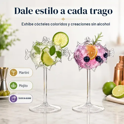 Vista 4 de Copas de pescado acolchadas de 2 piezas para beber con pajita, copa