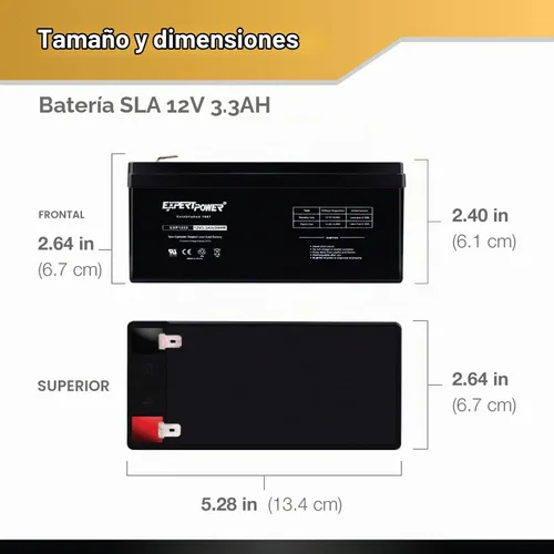 Vista 4 de ExpertPower - Baterías para alarma de 12 voltios, Paquete de 1, Negro