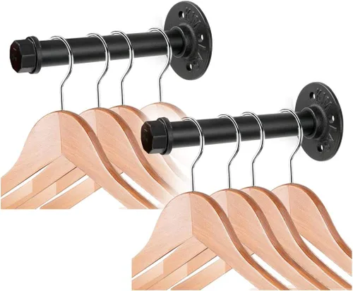 Vista 19 de Sumnacon 2 Piezas Barra de Ropa de Tubo Industrial de 5.9 Pulgadas – Perchero de Metal Rústico de Servicio Pesado con Tornillos, Soporte para Ropa