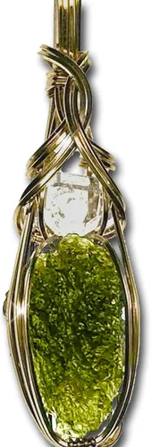 Vista 8 de Moldavite Crystal Necklace Pendant with Herkimer Diamond 0.03 oz de acero plateado