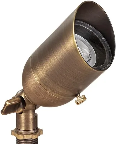 Vista 2 de Kit de iluminación LED de latón de 12 V (6 focos al aire libre, 2 luces de camino) con transformador de bajo voltaje de 100 W para casa, patio