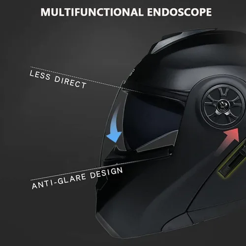 Vista 7 de Casco modular con Bluetooth abatible, de cara completa, doble visera solar, certificado por DOT, altavoz dual integrado con micrófono, cascos de 3