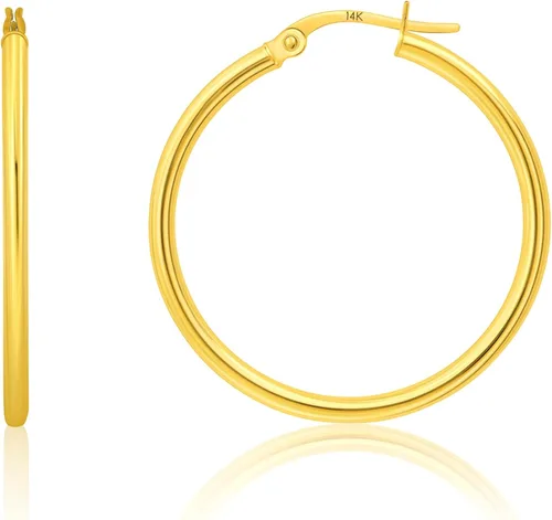 Vista 10 de Solid 10K or 14K Gold 12MM to 50MM Hoop Earrings for Women 10K oro blanco