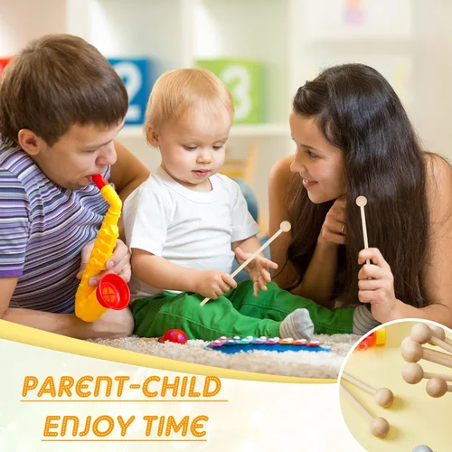 Vista 5 de Boao 20 palitos de madera para niños, xilófono Glockenspiel de 8.2 pulgadas, campanas de percusión, martillos de marimba, pequeños baquetas