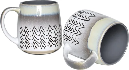 Vista 9 de Bosmarlin Juego de 2 tazas de café grandes de cerámica, 16 onzas, taza de té de cerámica azul grande para oficina y hogar, apta para lavavajillas