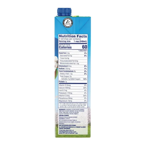 Vista 2 de Almond Breeze - Leche de almendras sin lácteos, original, 32 onzas líquidas