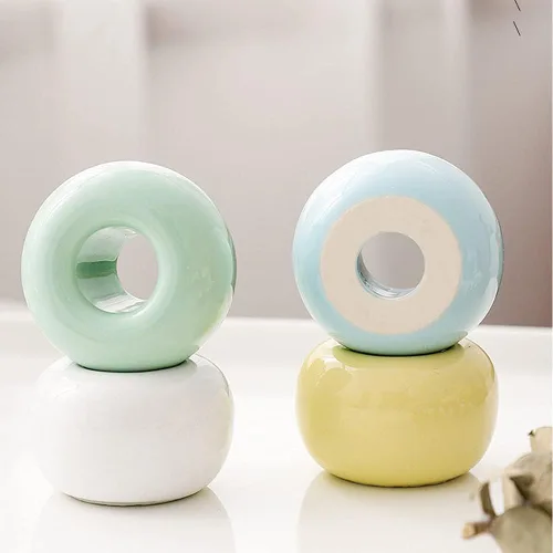Vista 4 de 2 soportes para cepillos de dientes de cerámica, soporte individual para cepillos de dientes para encimeras de tocador de baño, tocador (negro)