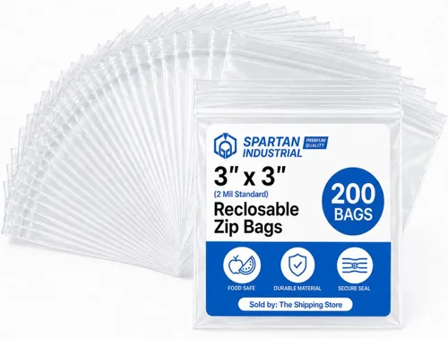 Vista 15 de Spartan Industrial - Paquete de 200 bolsas de plástico con zíper, reutilizables, tamaño chico, de 2 Mil de grosor