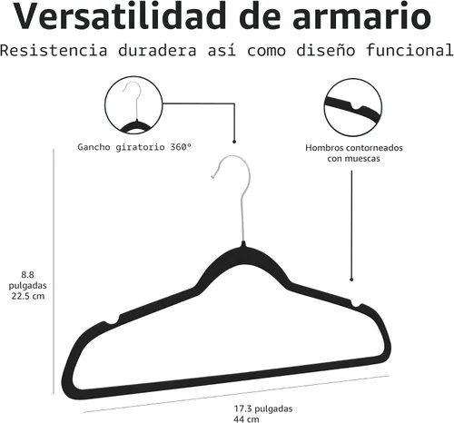Vista 8 de Amazon Basics - Ganchos finos de terciopelo antideslizantes para trajes, paquete de 30, color negro