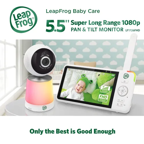 Vista 8 de LeapFrog Monitor de bebé LF1726FHD, pantalla de 1080p de 5.5 pies, alcance de hasta 2500 pies, zoom panorámico, luz nocturna, visión nocturna a