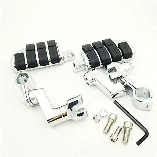 Vista 4 de Abrazaderas cromadas para carretera de 1.5 pulgadas, clavijas de pie grandes compatibles con V-STAR Roadstar VULCAN [B0125VPVXM]
