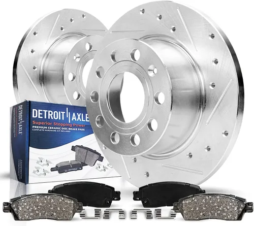 Vista 147 de Detroit Axle - Rotores de freno delanteros perforados y ranurados + repuesto de pinza de freno lateral del conductor para Honda Odyssey Acura MDX