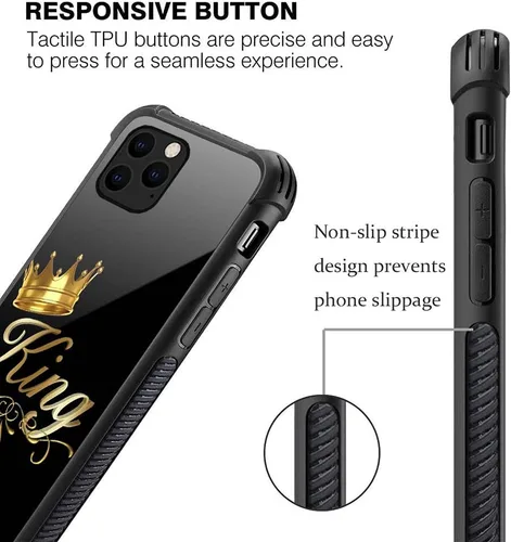 Vista 3 de DJSOK Funda para iPhone 13 Pro Max, diseño de patrón de lujo, a prueba de golpes, funda resistente para hombre y mujer, corona rey