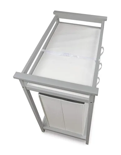Vista 8 de Badger Basket - Mesa moderna para cambiar a los bebés, con canasta para la ropa sucia Gris/Blanco