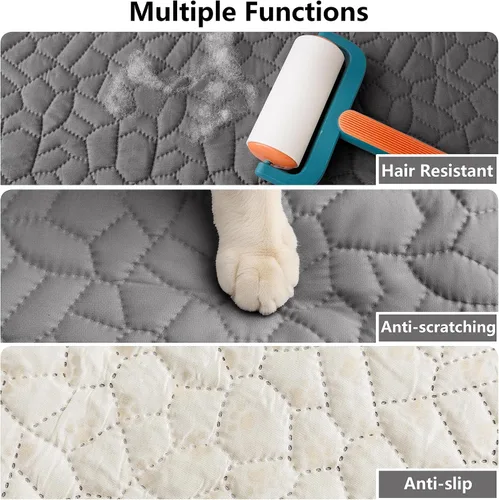 Vista 3 de Manta impermeable para perro, funda antideslizante para sofá para mascotas, lavable, protector de muebles para cama, resistente al cabello, 52 x 82