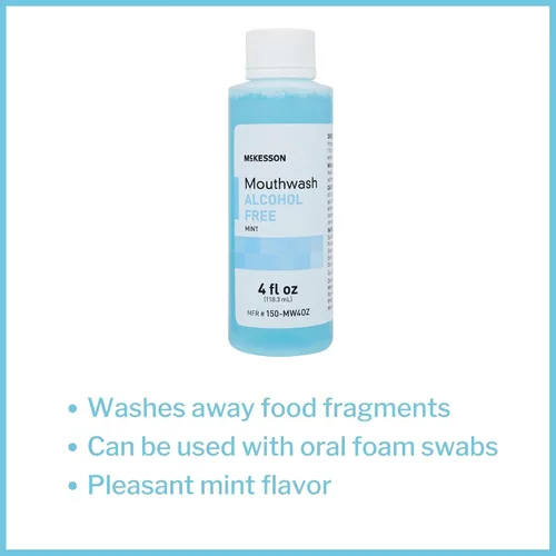 Vista 2 de McKesson Enjuague bucal, sin alcohol, sabor a menta, 4 onzas, 1 unidad
