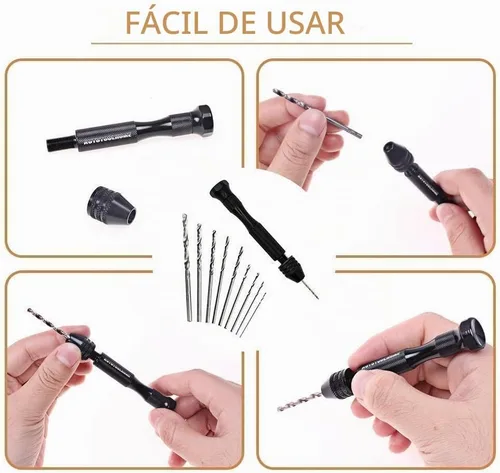Vista 6 de Juego de taladro de mano con perno de precisión para atornillar In-tool-home con brocas roscadas, juego de 11