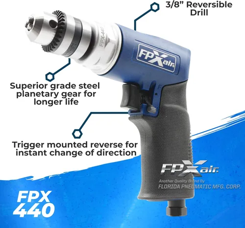 Vista 3 de FPXAIR Taladro reversible de 3/8": FPX-440, herramientas automotrices, taladro eléctrico, herramienta para mecánicos