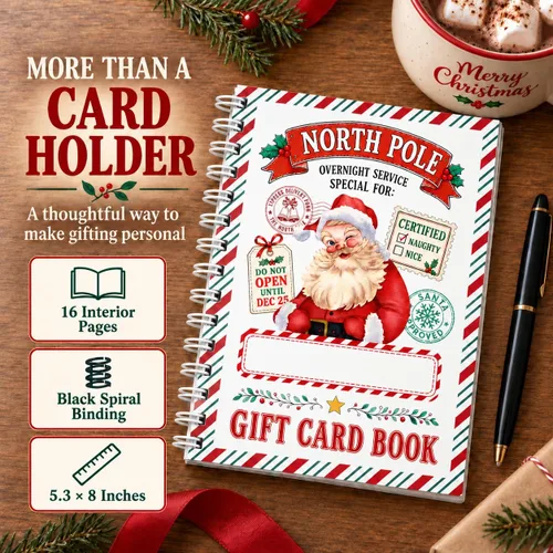 Vista 3 de Libro de tarjetas de Navidad de regalo para adultos, regalo vintage de Papá Papá Noel de Navidad