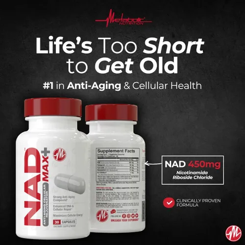 Vista 4 de Metabolic Nutrition NAD MAX Plus+ 450 mg de NAD + fenogreco, quercetina, resveratrol y extracto de Fo-ti para rejuvenecimiento celular
