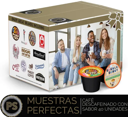 Vista 2 de Crazy Cups Paquete variado de cápsulas de café descafeinado con sabor compatibles con cafeteras Keurig K Cup, 40 unidades, muestras de café