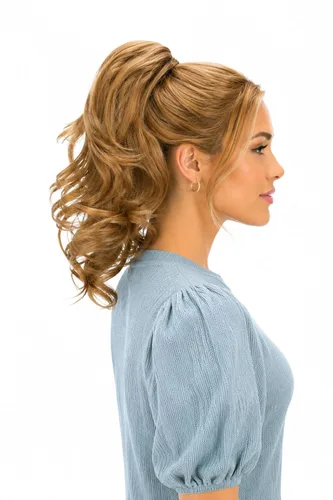 Vista 47 de PRETTYSHOP - Extensión de cabello rizado voluminoso, cola de caballo de 14 pulgadas con clip, resistente al calor