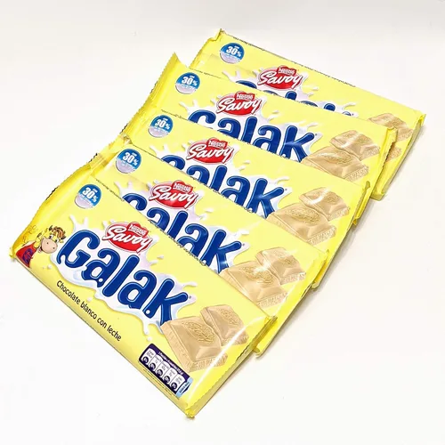 Vista 2 de Galak Chocolate Blanco con Leche de Venezuela, contenido neto: 1 caja con 5 barras de 4.59 oz c/u
