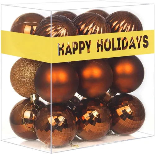 Vista 103 de Esferas pequeñas de Navidad de bronce y dorado de 1.6 pulgadas, adornos para decoración de árbol de Navidad, bolas colgantes inastillables